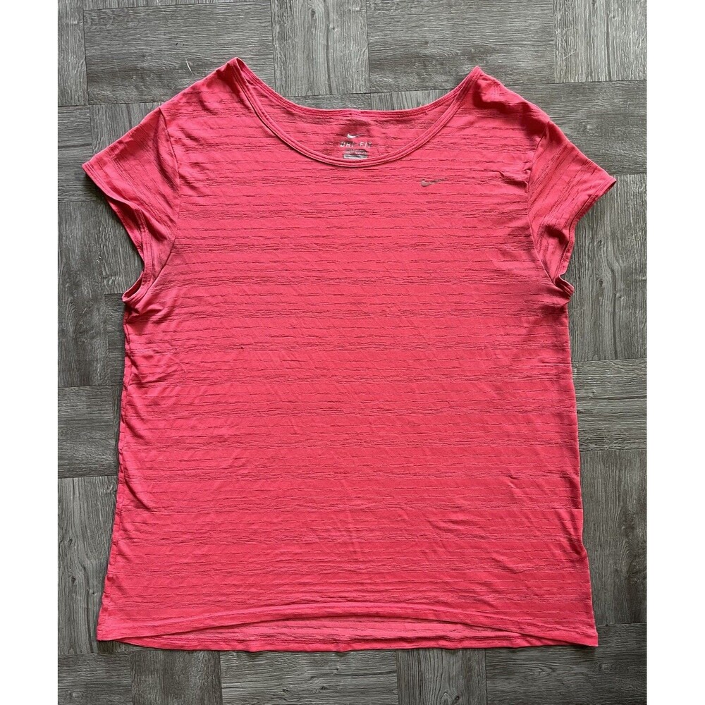 Nike Knitted Top Women’s Large Pink Coral Short Sleeve Shift L
